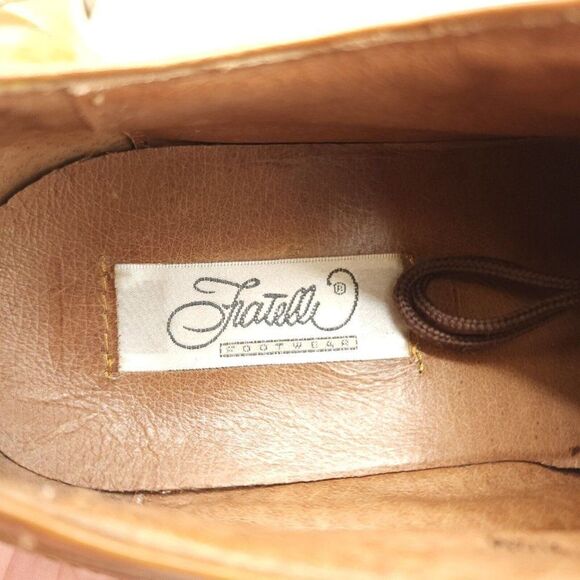 Fratelli Mens Oxfords Sz 9.5 M Brown Leather Y2K Square Toe Dress Shoes - Picture 9 of 9